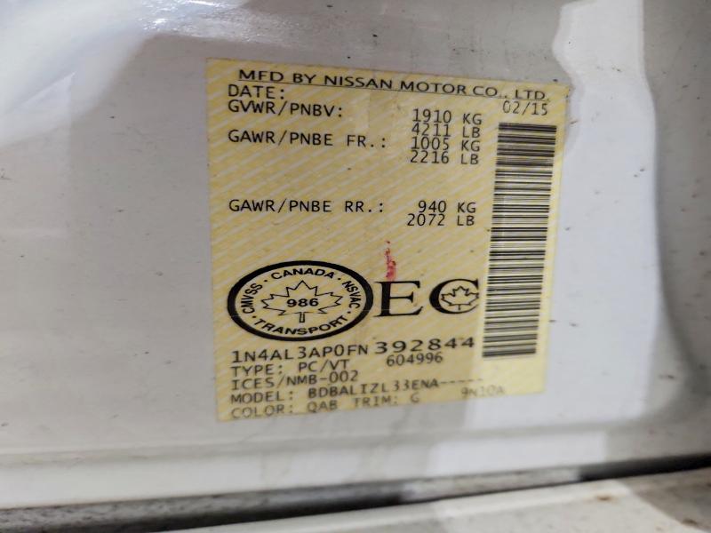 45795336 :رقم المزاد ، 1N4AL3AP0FN392844 vin ، 2015 Nissan Altima مزاد بيع