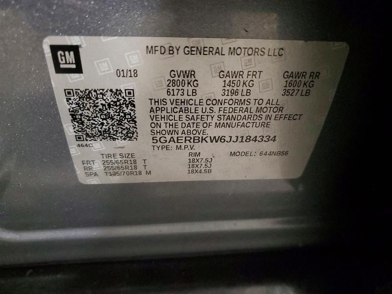 Продаж на аукціоні авто 2018 Buick Enclave, vin: 5GAERBKW6JJ184334, номер лоту: 45754346