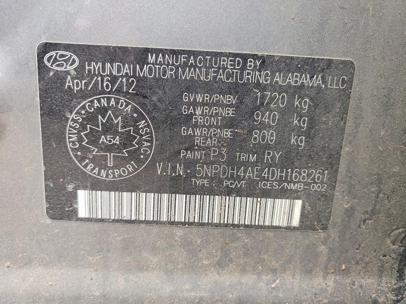 2013 Hyundai Elantra მანქანა იყიდება აუქციონზე, vin: 5NPDH4AE4DH168261, აუქციონის ნომერი: 79796935