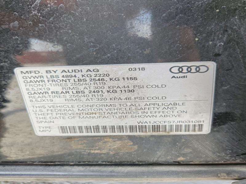Продажа на аукционе авто 2018 Audi Q3, vin: WA1JCCFS7JR031081, номер лота: 48280876