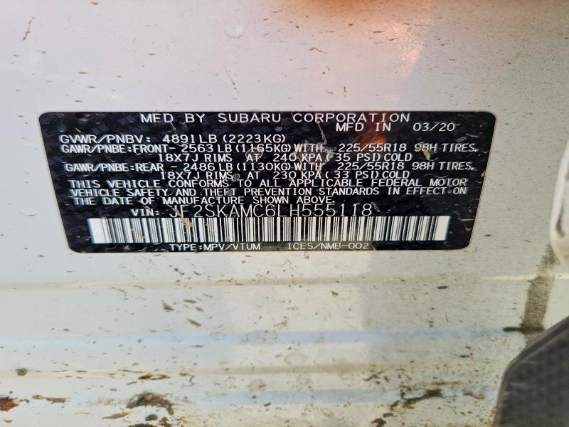 Продаж на аукціоні авто 2020 Subaru Forester, vin: JF2SKAMC6LH555118, номер лоту: 46993206