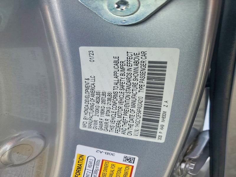 Aukcja sprzedaży 2023 Honda Accord, vin: 1HGCY2F54PA004210, numer aukcji: 47833066