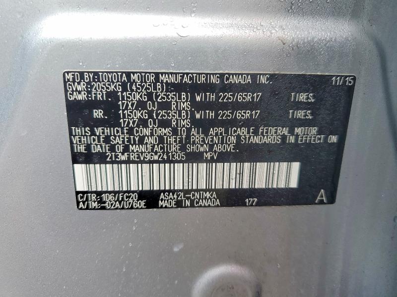 Aukcja sprzedaży 2016 Toyota Rav4, vin: 2T3WFREV9GW241305, numer aukcji: 41796346