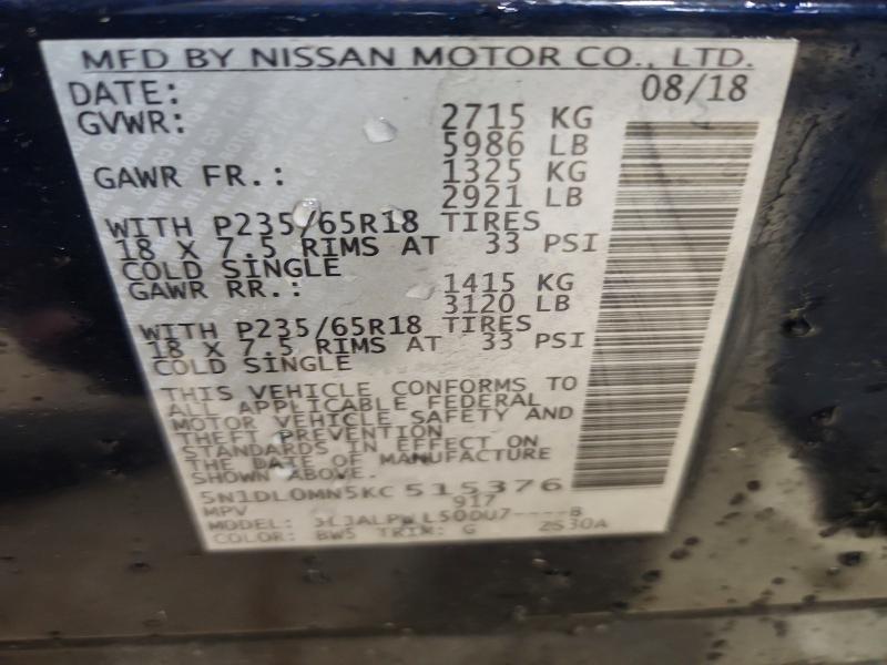 Aukcja sprzedaży 2019 Infiniti Qx60, vin: 5N1DL0MN5KC515376, numer aukcji: 45549126