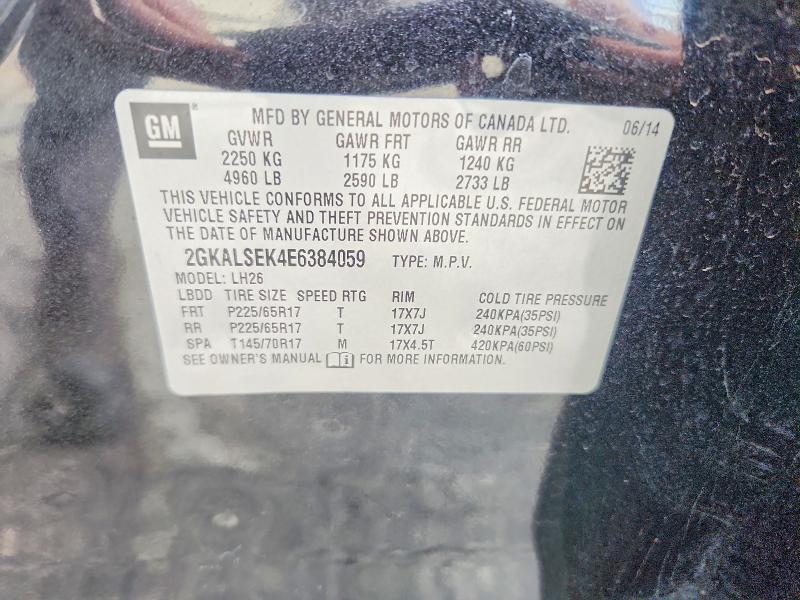 79665925 :رقم المزاد ، 2GKALSEK4E6384059 vin ، 2014 Gmc Terrain مزاد بيع