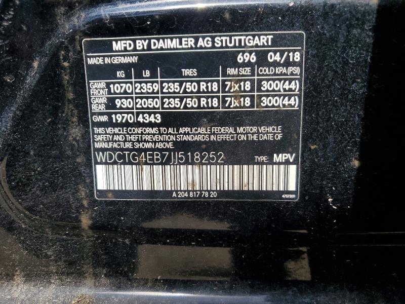 Продажа на аукционе авто 2018 Mercedes-benz Gla, vin: WDCTG4EB7JJ518252, номер лота: 79588665