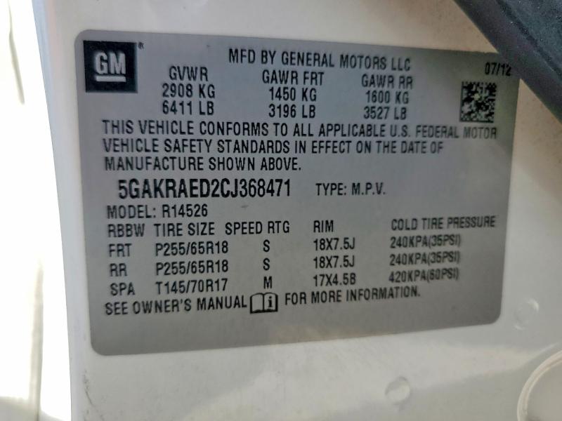 79131715 :رقم المزاد ، 5GAKRAED2CJ368471 vin ، 2012 Buick Enclave مزاد بيع