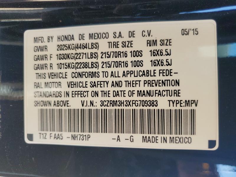 Продажа на аукционе авто 2015 Honda Cr-v, vin: 3CZRM3H3XFG709383, номер лота: 47260596