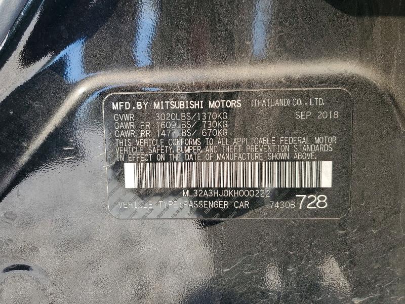Продаж на аукціоні авто 2019 Mitsubishi Mirage, vin: ML32A3HJ0KH000222, номер лоту: 79498005