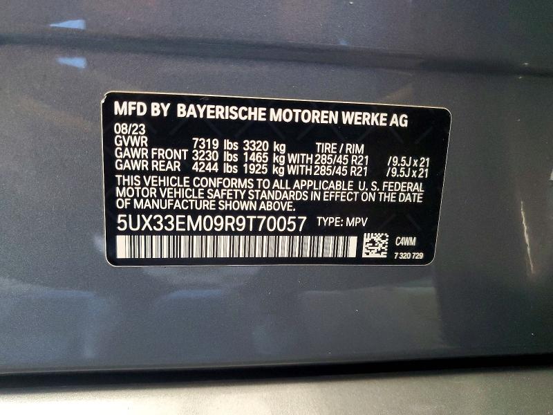 41872956 :رقم المزاد ، 5UX33EM09R9T70057 vin ، 2024 Bmw X7 مزاد بيع