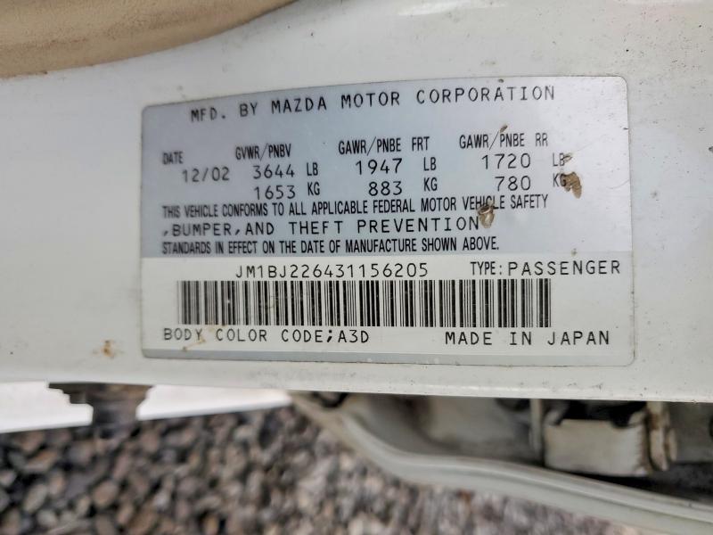 41843526 :رقم المزاد ، JM1BJ226431156205 vin ، 2003 Mazda Protege مزاد بيع