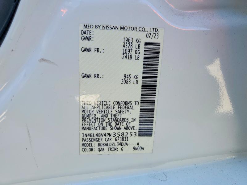 46047186 :رقم المزاد ، 1N4BL4BV4PN358253 vin ، 2023 Nissan Altima مزاد بيع