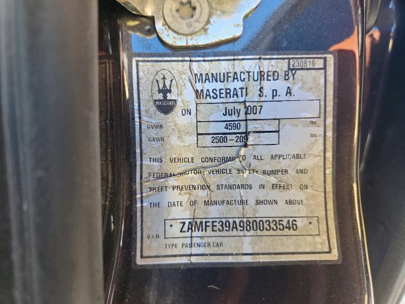 Aukcja sprzedaży 2008 Maserati Quattroporte, vin: ZAMFE39A980033546, numer aukcji: 46238806