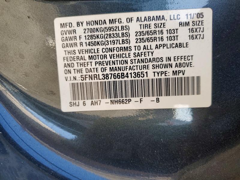 Продаж на аукціоні авто 2006 Honda Odyssey, vin: 5FNRL38766B413651, номер лоту: 46178576