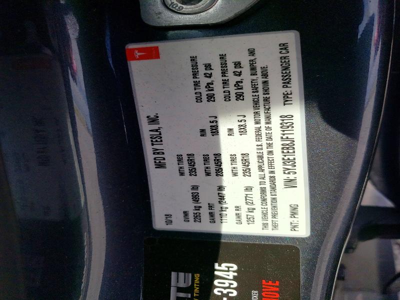41717966 :رقم المزاد ، 5YJ3E1EB8JF119318 vin ، 2018 Tesla Model 3 مزاد بيع