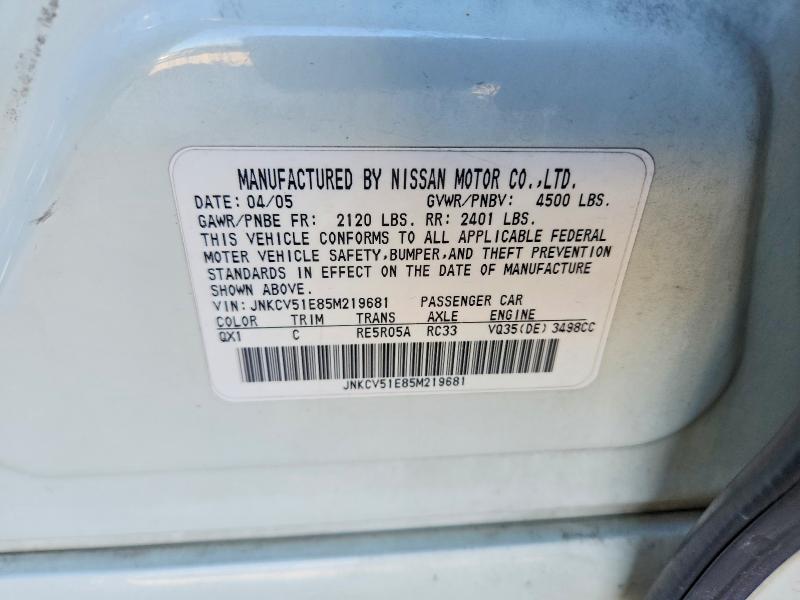 Aukcja sprzedaży 2005 Infiniti G35, vin: JNKCV51E85M219681, numer aukcji: 41941446