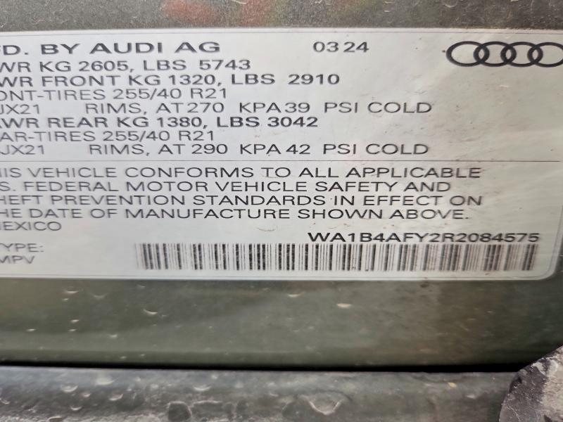 47359426 :رقم المزاد ، WA1B4AFY2R2084575 vin ، 2024 Audi Sq5 مزاد بيع