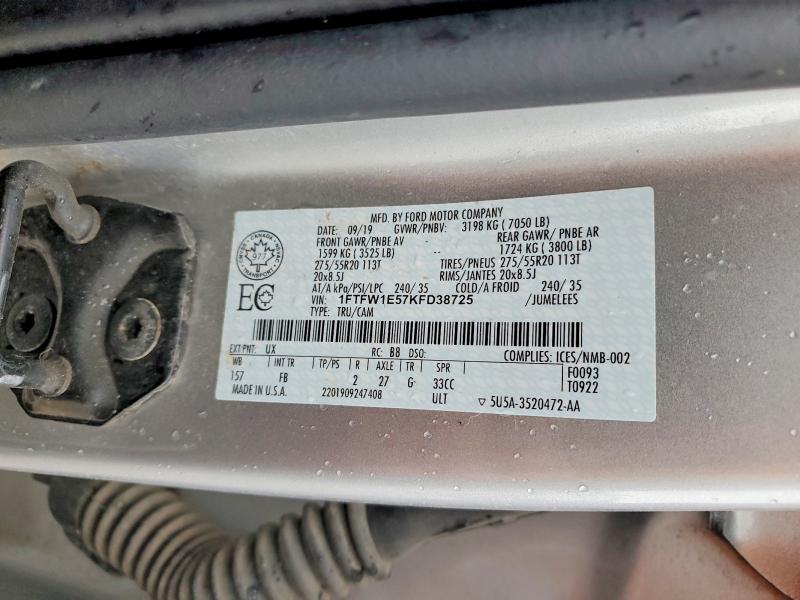 Продажа на аукционе авто 2019 Ford F150, vin: 1FTFW1E57KFD38725, номер лота: 79818795