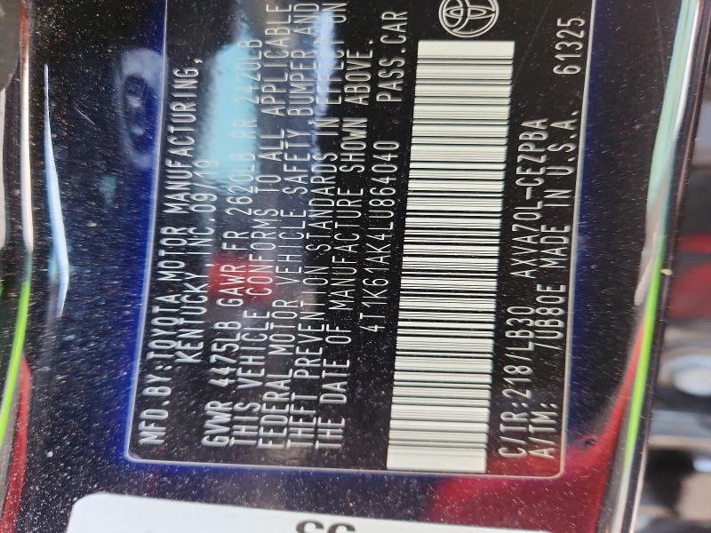 47583546 :رقم المزاد ، 4T1K61AK4LU864040 vin ، 2020 Toyota Camry مزاد بيع