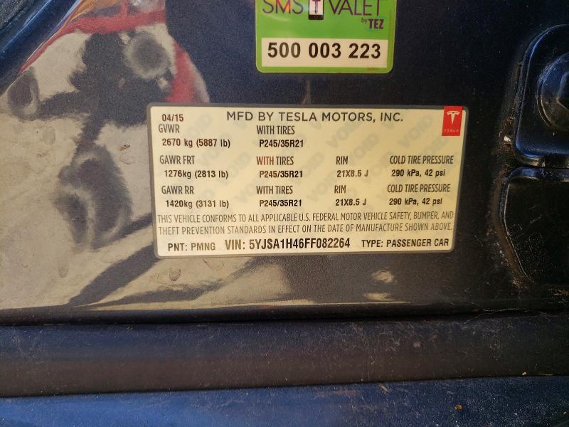 47946436 :رقم المزاد ، 5YJSA1H46FF082264 vin ، 2015 Tesla Model S مزاد بيع