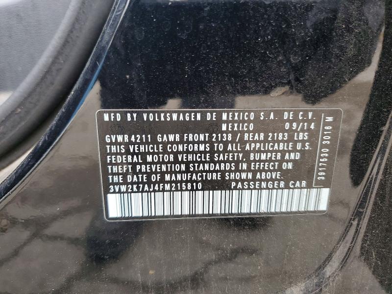 45654036 :رقم المزاد ، 3VW2K7AJ4FM215810 vin ، 2015 Volkswagen Jetta مزاد بيع