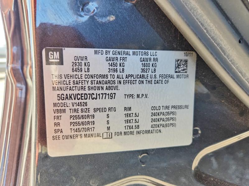 2012 Buick Enclave მანქანა იყიდება აუქციონზე, vin: 5GAKVCED7CJ177197, აუქციონის ნომერი: 79940875