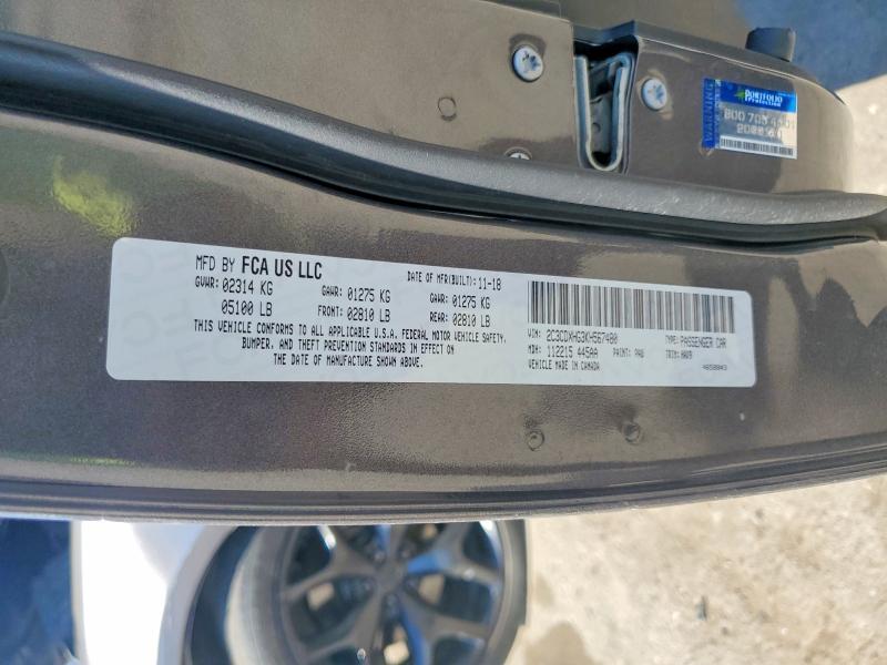 46705016 :رقم المزاد ، 2C3CDXHG3KH567480 vin ، 2019 Dodge Charger مزاد بيع