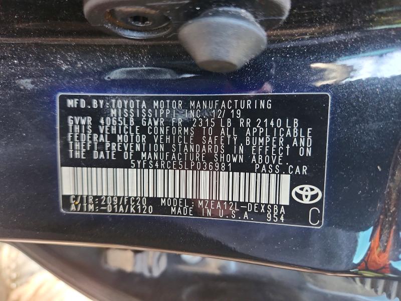 Aukcja sprzedaży 2020 Toyota Corolla, vin: 5YFS4RCE5LP036981, numer aukcji: 79298785
