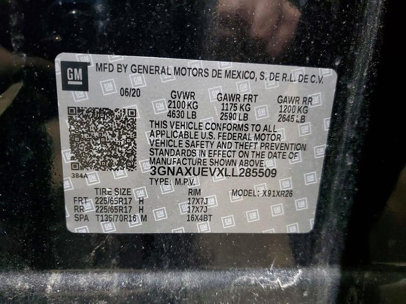 Aukcja sprzedaży 2020 Chevrolet Equinox, vin: 3GNAXUEVXLL285509, numer aukcji: 79551595