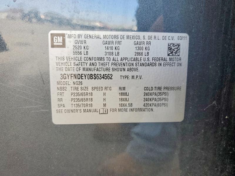 2011 Cadillac Srx მანქანა იყიდება აუქციონზე, vin: 3GYFNDEY0BS634562, აუქციონის ნომერი: 46377796