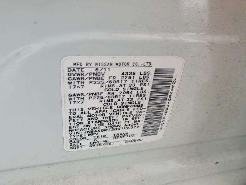 Продажа на аукционе авто 2011 Nissan Rogue, vin: JN8AS5MT3BW186072, номер лота: 47700906