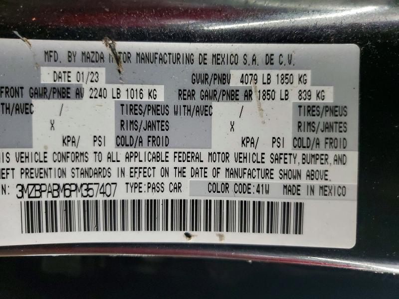 45602466 :رقم المزاد ، 3MZBPABM6PM357407 vin ، 2023 Mazda 3 مزاد بيع