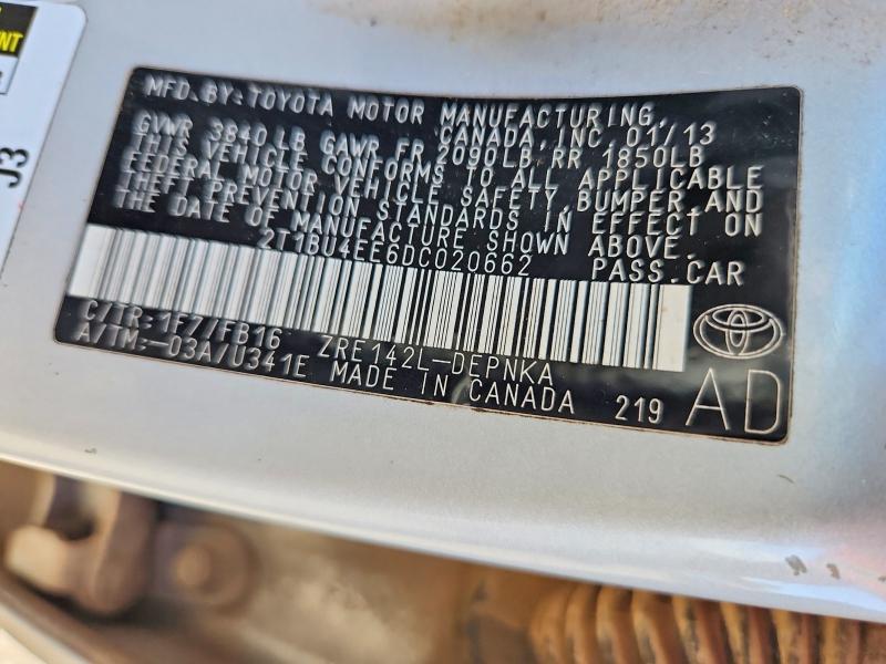 2013 Toyota Corolla მანქანა იყიდება აუქციონზე, vin: 2T1BU4EE6DC020662, აუქციონის ნომერი: 79910975