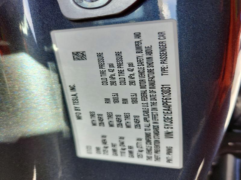 79664765 :رقم المزاد ، 5YJ3E1EA4PF613031 vin ، 2023 Tesla Model 3 مزاد بيع