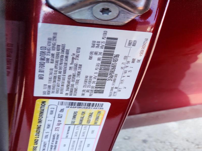 Aukcja sprzedaży 2019 Ford Fusion, vin: 3FA6P0RU6KR148786, numer aukcji: 47898146