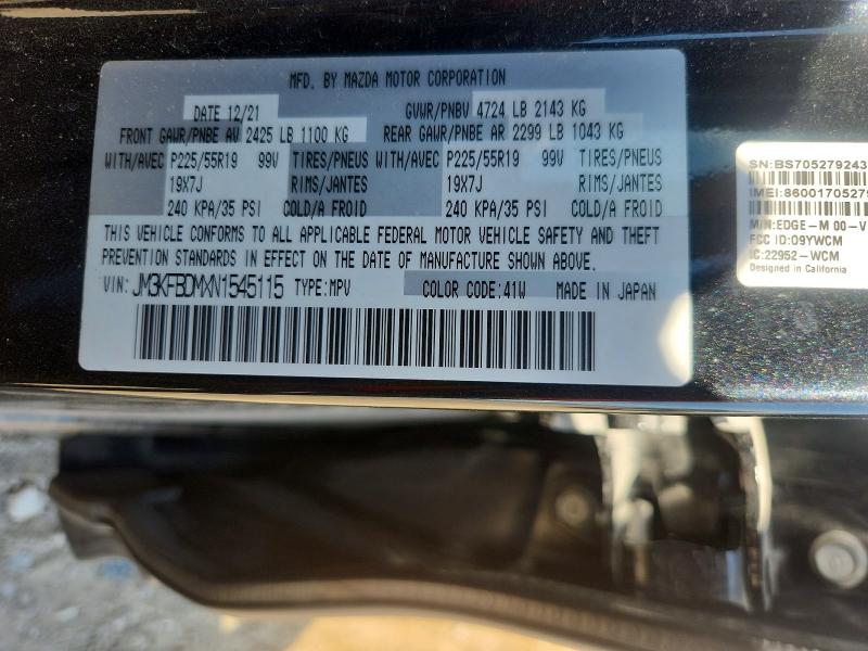 Aukcja sprzedaży 2022 Mazda Cx-5, vin: JM3KFBDMXN1545115, numer aukcji: 47998706