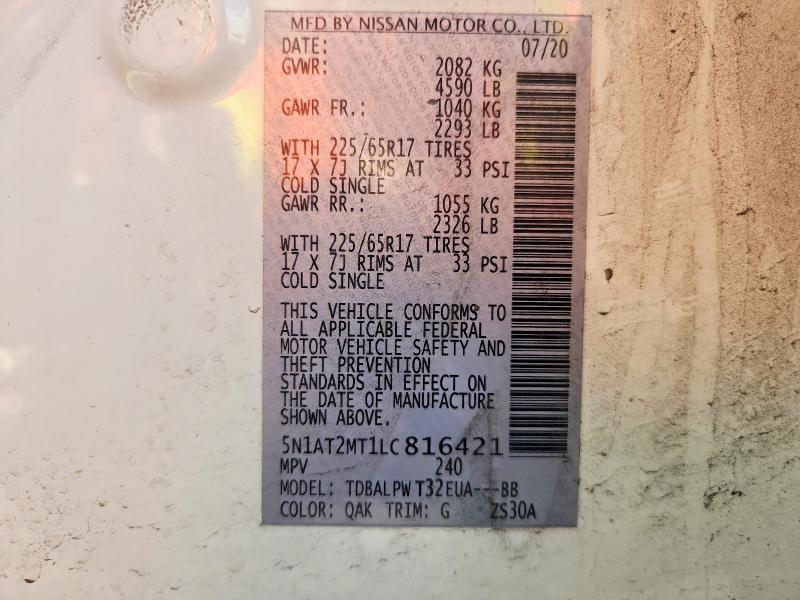 Продажа на аукционе авто 2020 Nissan Rogue, vin: 5N1AT2MT1LC816421, номер лота: 79305835