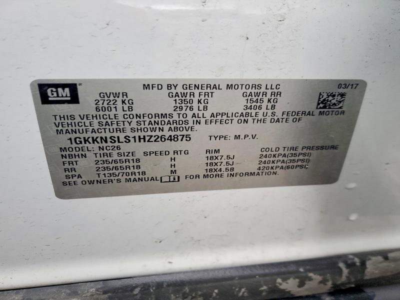 2017 Gmc Acadia მანქანა იყიდება აუქციონზე, vin: 1GKKNSLS1HZ264875, აუქციონის ნომერი: 46268896