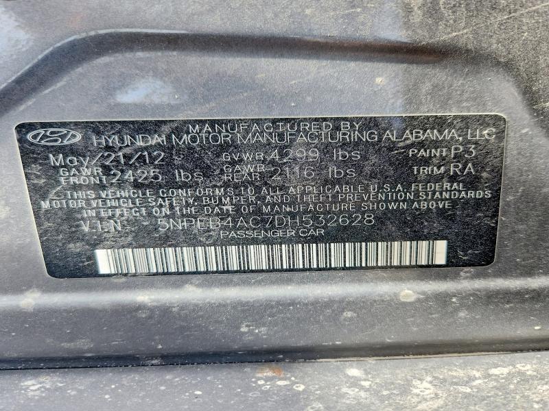 2013 Hyundai Sonata მანქანა იყიდება აუქციონზე, vin: 5NPEB4AC7DH532628, აუქციონის ნომერი: 46461506