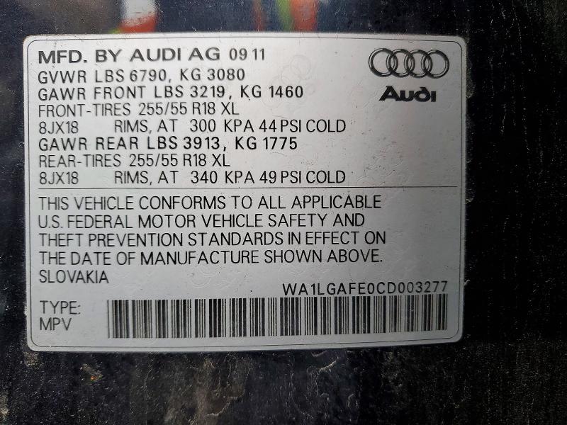 Продаж на аукціоні авто 2012 Audi Q7, vin: WA1LGAFE0CD003277, номер лоту: 79571165