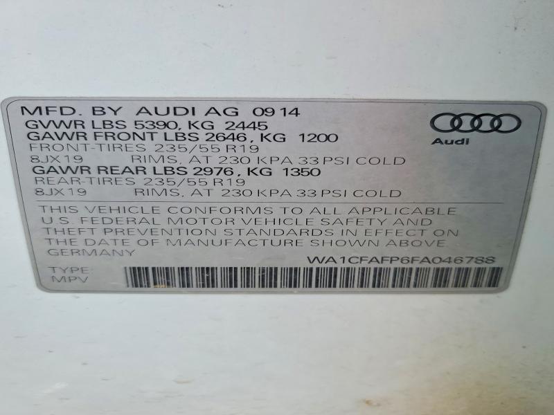 Продаж на аукціоні авто 2015 Audi Q5, vin: WA1CFAFP6FA046788, номер лоту: 48082926