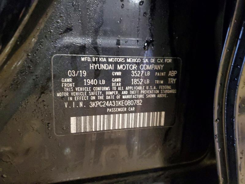 Продажа на аукционе авто 2019 Hyundai Accent, vin: 3KPC24A31KE080782, номер лота: 41911966