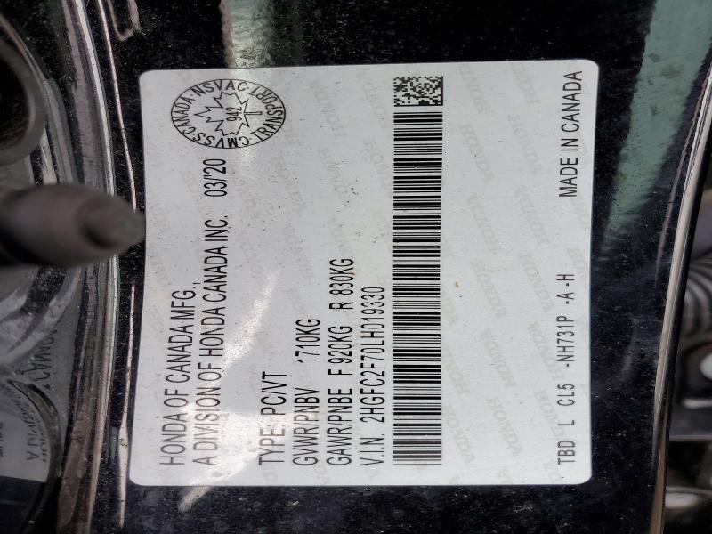 Aukcja sprzedaży 2020 Honda Civic, vin: 2HGFC2F70LH019330, numer aukcji: 79585735
