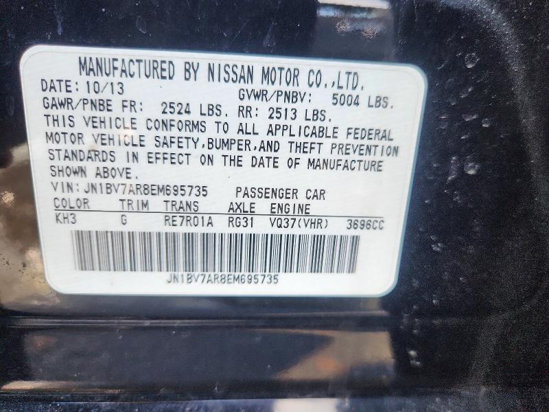 Aukcja sprzedaży 2014 Infiniti Q50, vin: JN1BV7AR8EM695735, numer aukcji: 41929356