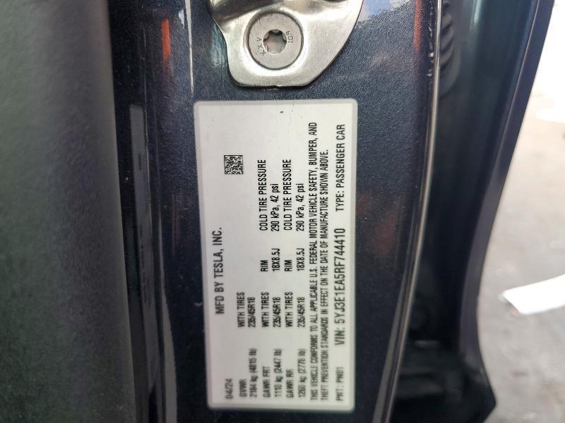 Продажа на аукционе авто 2024 Tesla Model 3, vin: 5YJ3E1EA5RF744410, номер лота: 79460685