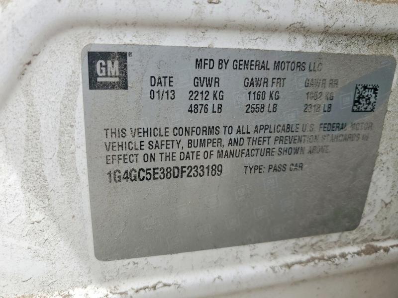 Продаж на аукціоні авто 2013 Buick Lacrosse, vin: 1G4GC5E38DF233189, номер лоту: 47133876