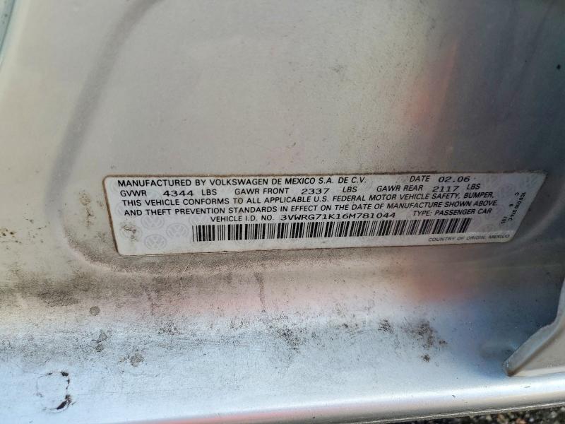 Aukcja sprzedaży 2006 Volkswagen Jetta, vin: 3VWRG71K16M781044, numer aukcji: 77802835