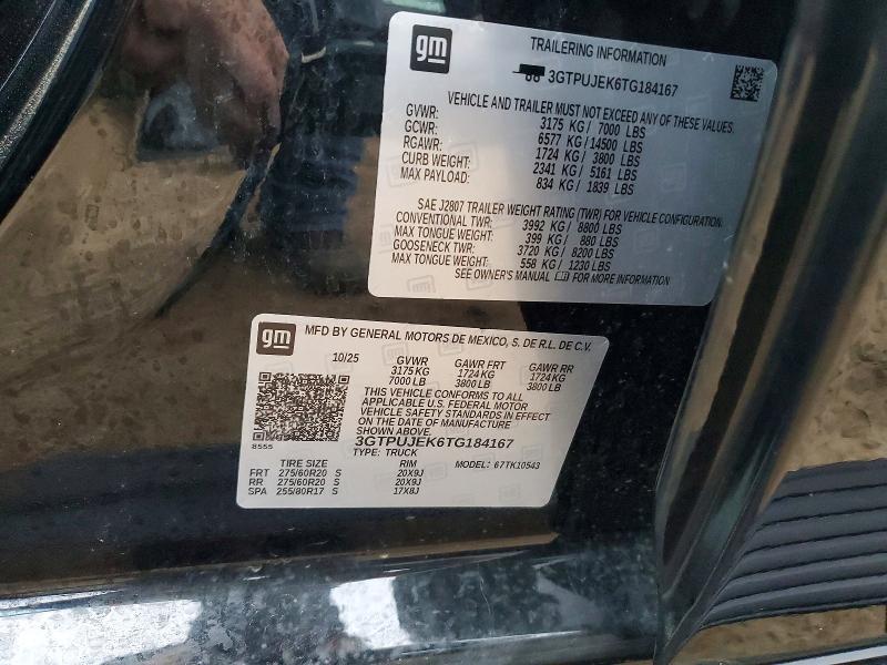 Продажа на аукционе авто 2026 Gmc Sierra, vin: 3GTPUJEK6TG184167, номер лота: 41880266