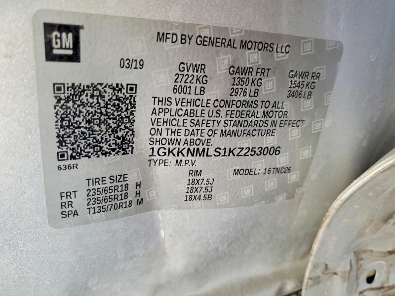2019 Gmc Acadia მანქანა იყიდება აუქციონზე, vin: 1GKKNMLS1KZ253006, აუქციონის ნომერი: 46541106