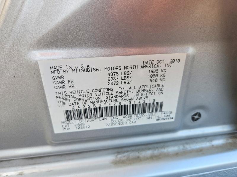 Aukcja sprzedaży 2011 Mitsubishi Galant, vin: 4A32B3FF2BE014310, numer aukcji: 47761456